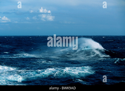 sea swell waves foam stormily storm Stock Photo