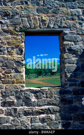 USA America North America Texas Albany fort Griffin State Park and Historic site ruins windows Stock Photo