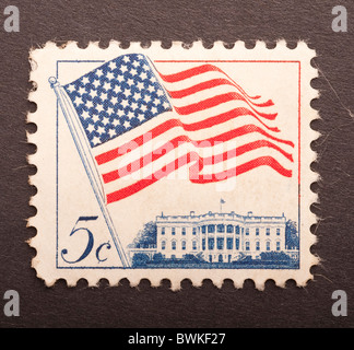 Postage stamp: United States, Flag and White House, 8 cent, 1968 Stock ...