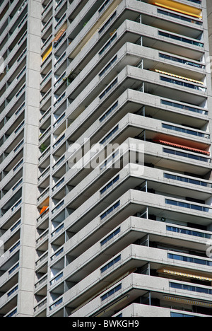 Cologne Colonia highrise towerblock multistory Germany Europe residential block apartments floors living Stock Photo