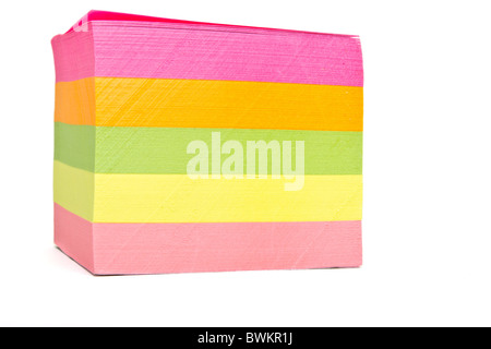 Block of coloured sticky notes Stock Photo