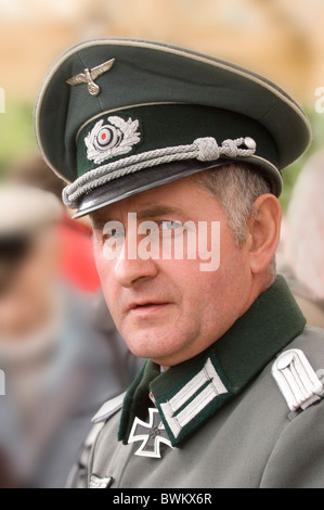 Reenactment of world war two , Man in German Nazi officer uniform Ramsbottom UK Stock Photo