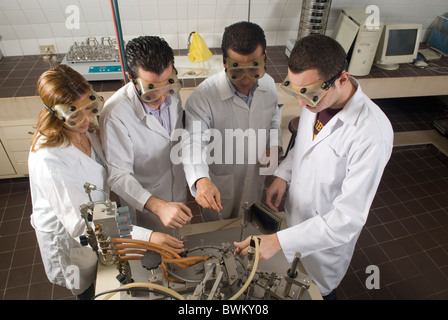 Group of scientists working on medicine machine inside Beirut Arab university Beirut Lebanon Stock Photo
