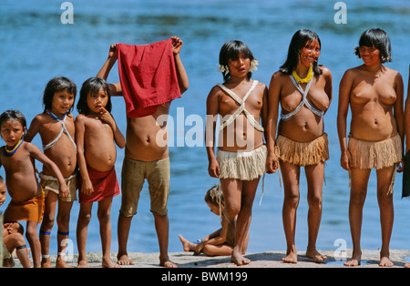 Venezuela South America Indios Yanomami Ironavi Tribe Indigenous people Indians Native Natives Brazo Casiquiar Stock Photo