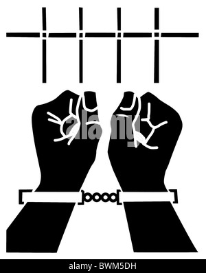 vector illustration of the hands in manacle Stock Photo