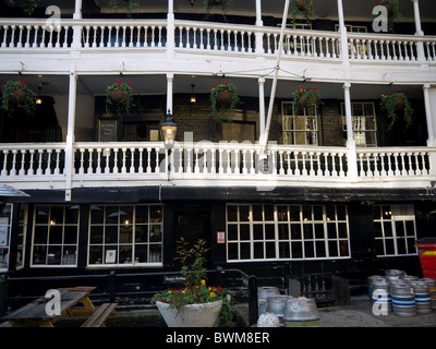 The George Pub is London's only surviving galleried coaching inn. Stock Photo