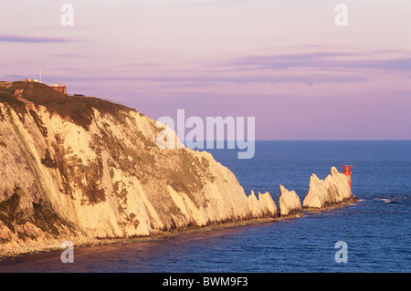 UK England Europe Hampshire Isle of Wight Needles Geology Chalk Cliff Cliffs Sea Seascape Coast Coastal S Stock Photo