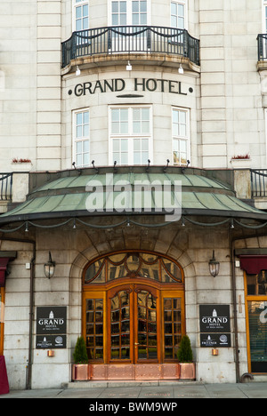 Grand hotel entrance Karl Johan gate Oslo Norway Stock Photo