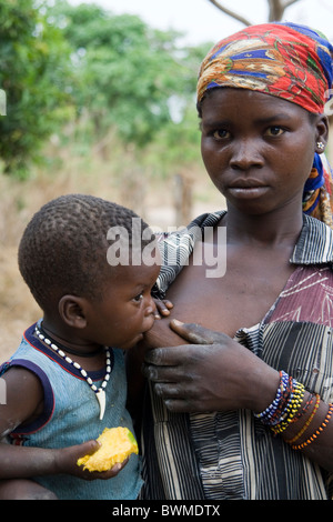 A young mother breastfeeding her baby Central African 