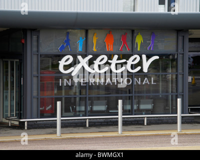Exeter Airport Devon UK regional British airport wth a statue of a