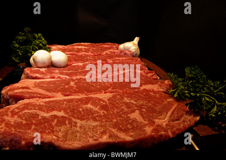 Grade AAA New York Steak (strip loin) ready to be cooked Stock Photo