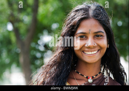 Smiling South Indian Teenage Girl portrait. Andhra Pradesh, India Stock Photo