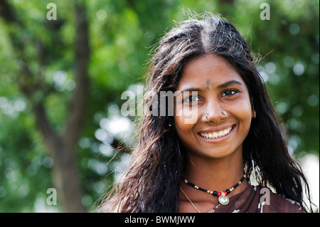 Smiling South Indian Teenage Girl portrait. Andhra Pradesh, India Stock Photo