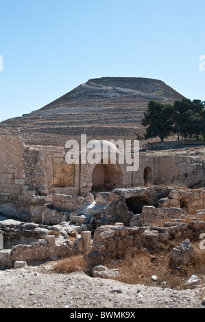 Herodium, an artificial cone shaped Mt. Judean Desert ,Israel Stock Photo