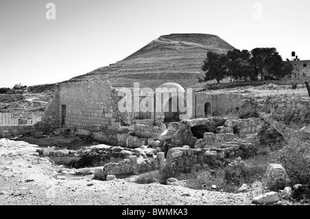 Herodium, an artificial cone shaped Mt. Judean Desert ,Israel Stock Photo