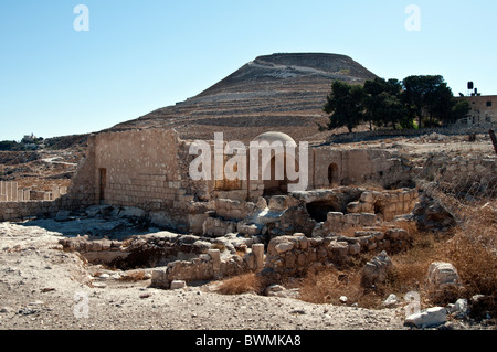 Herodium, an artificial cone shaped Mt. Judean Desert ,Israel Stock Photo