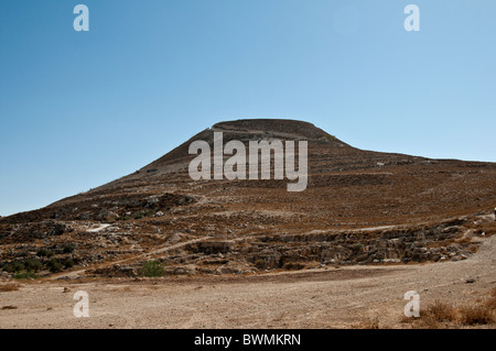 Herodium, an artificial cone shaped Mt. Judean Desert ,Israel Stock Photo