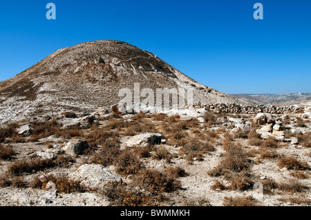 Herodium, an artificial cone shaped Mt. Judean Desert ,Israel Stock Photo