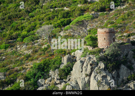 Ex jail area of Capraia Island, Tuscany, Italy Stock Photo