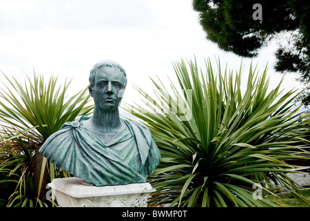 Bust of Roman poet Catullus on lake front of Lake Garda in town of Sirmione Stock Photo