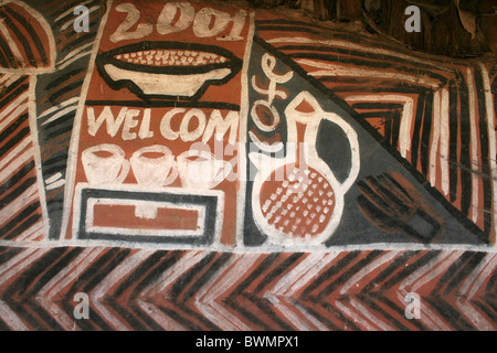 Painted Decoration Of A Hut Of The Alaba Tribe, nr Kulito, Ethiopia Stock Photo
