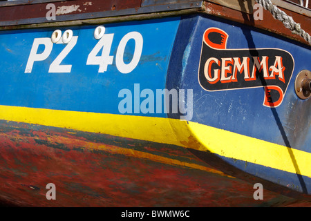 Boat in St Ives Harbour, Cornwall Stock Photo