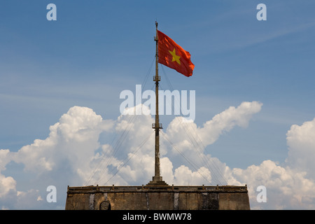 Vietnam flag on flag pole in Hue Citadel Stock Photo