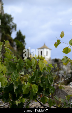 Europe, Spain, Valencia, Province of Alicante, Guadalest. Historic Saint Joseph Castle bell tower. Stock Photo