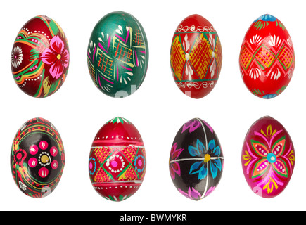Easter eggs with different colors isolated on white background Stock Photo