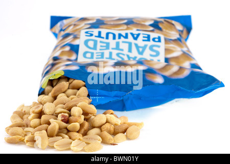 Opened bag of salted peanuts Stock Photo