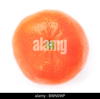 Single Whole Mandarin against White Background Stock Photo