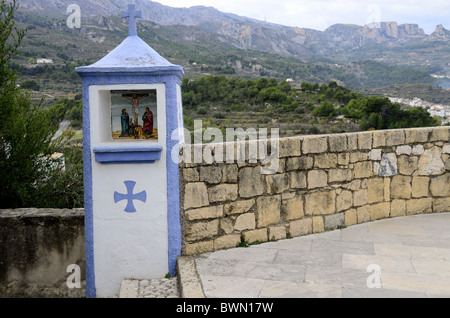 Guadalest. Historic Saint Joseph Castle (aka Castillo de Sant Josep or San Jose). Stations of the Cross. Stock Photo