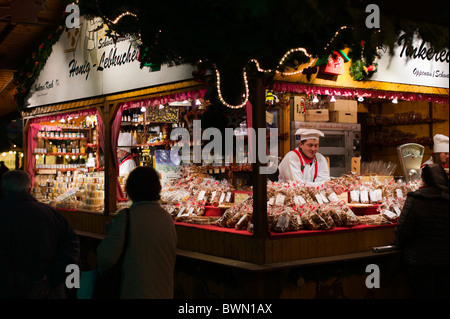 Gingerbread stall Karlsruhe Xmas Market Karlsruhe Baden Wuerttemberg Germany Stock Photo