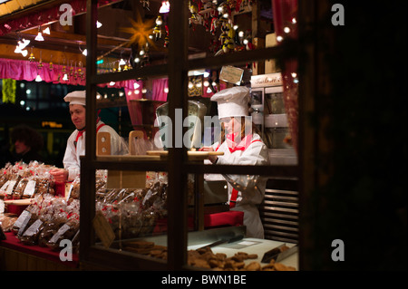 Gingerbread stall Karlsruhe Xmas Market Karlsruhe Baden Wuerttemberg Germany Stock Photo