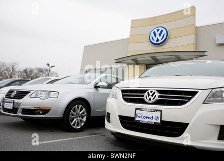 A Volkswagen car dealership.  Stock Photo