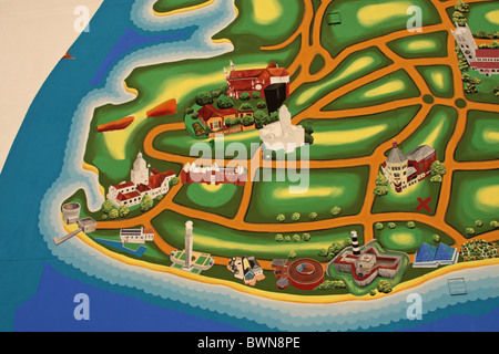 Detail of a map of Portsea Island painted on the wall of a house in Southsea Portsmouth UK Stock Photo