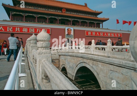 China Asia Beijing Peking Gate of ly Peace Tiananmen Square Tian'anmen building people building entrance in Stock Photo