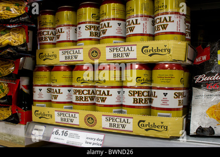 cans of  ' Special Brew ' extra strong lager for sale in a UK supermarket Stock Photo