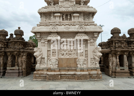 The Kailasanatha temple was built by the Pallavas in the early 8th century CE. in Kanchipuram ;kancheepuram ,Tamil Nadu, India. Stock Photo