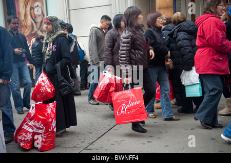Shoppers in the Herald Square shopping district in New York on Black Friday, the day after Thanksgiving Stock Photo