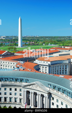 Washington DC aerial view with Washington monument and historical architecture. Stock Photo