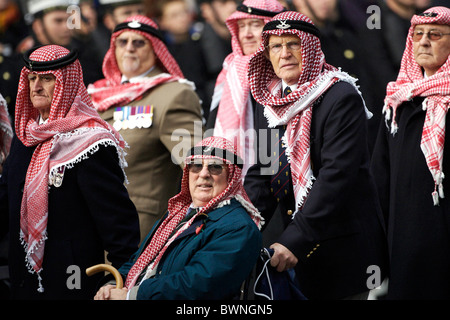 Veterans of the Trucial Oman Scouts march past the Cenotaph in Whitehall on Remembrance Sunday to commemorate the war dead Stock Photo