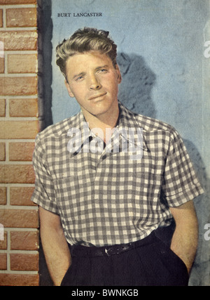 A vintage Hollywood publicity still of Burt Lancaster in the early 1950s from a film fan magazine. Stock Photo