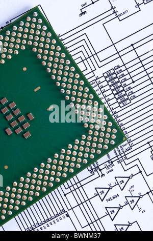 An electronic schematic diagram. Ideal technology background. Stock Photo