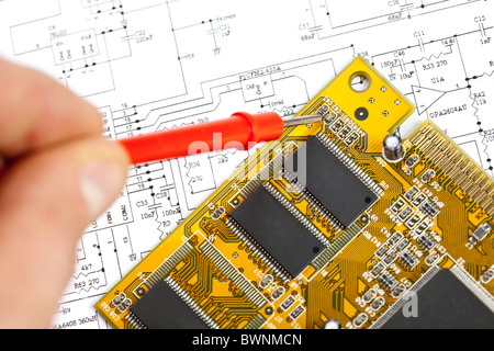 An electronic schematic diagram. Ideal technology background. Stock Photo