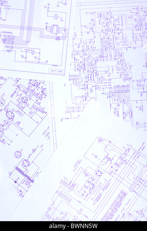 An electronic schematic diagram. Ideal technology background. Stock Photo