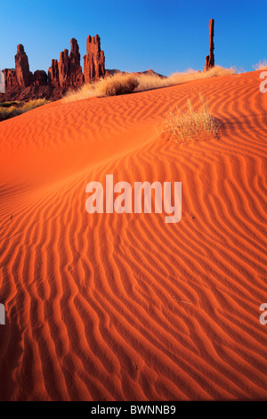 Sand dunes at Yei-bi-Chai rocks in Monument Valley, AZ Stock Photo