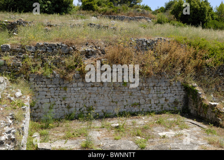 A fine view to the ruins of the Roman Villa on the hill of the peninsula of RAT in Cavtat Town. The construction methods reveals Stock Photo
