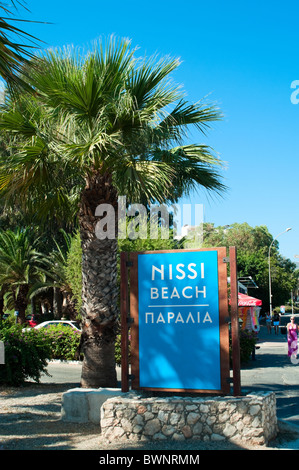 Way and way mark to Nissi beach on street of Agia Napa, island of Cyprus Stock Photo