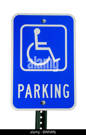 disabled parking sign isolated on white background Stock Photo